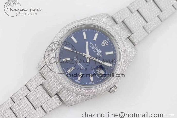 TWF Dial Edition Full Markers SS 1:1 Blue on Best A2824 Bracelet Stick Datejust Diamonds 41 0210